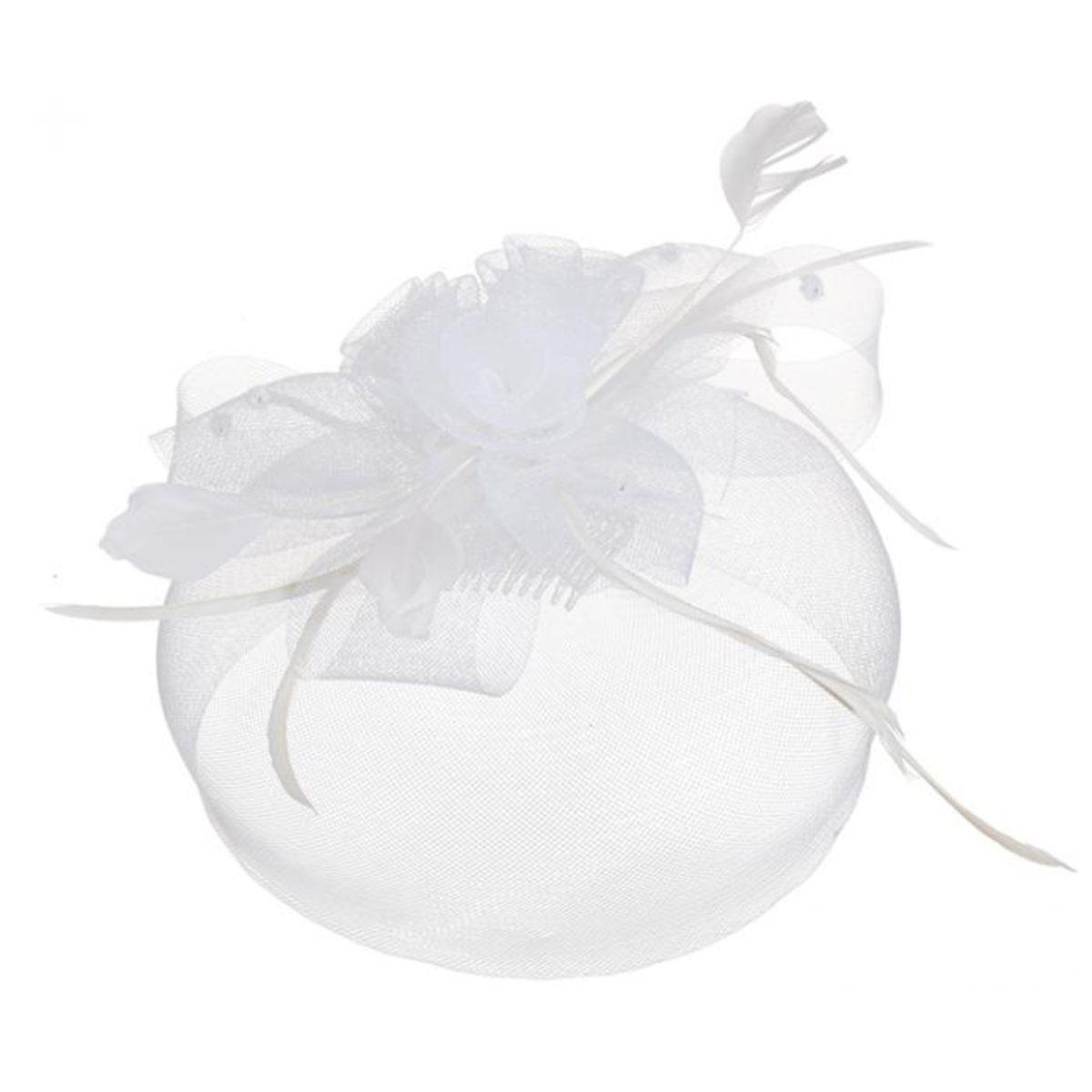 Cappello mini bianco piume