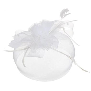 Cappello mini bianco piume