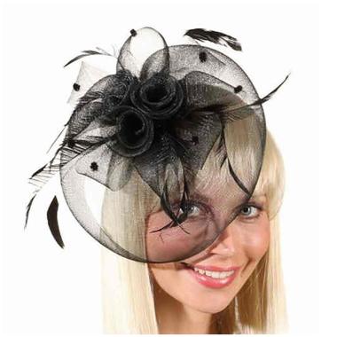 Cappello mini nero piume