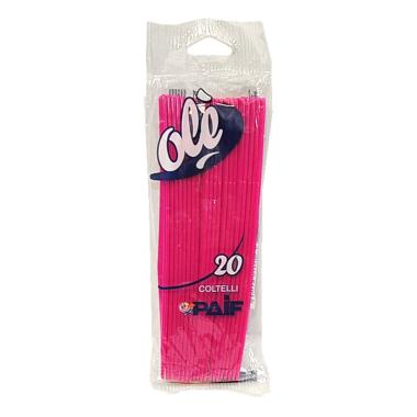 Posate party coltello pvc fucsia paif 20 pz