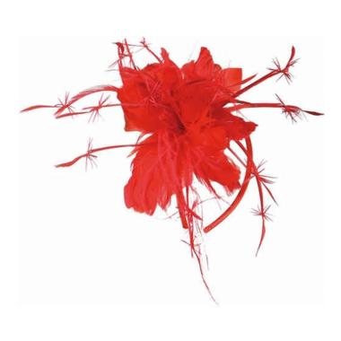 Cerchietto fiore piume rosse