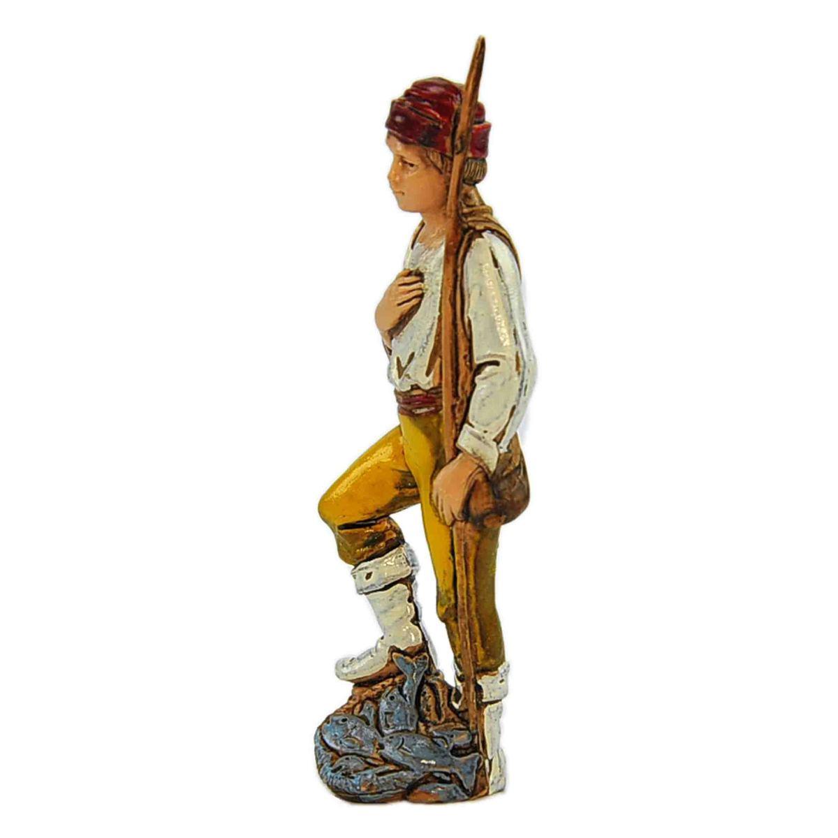 Statua presepe 8 cm pescatore canna cesta