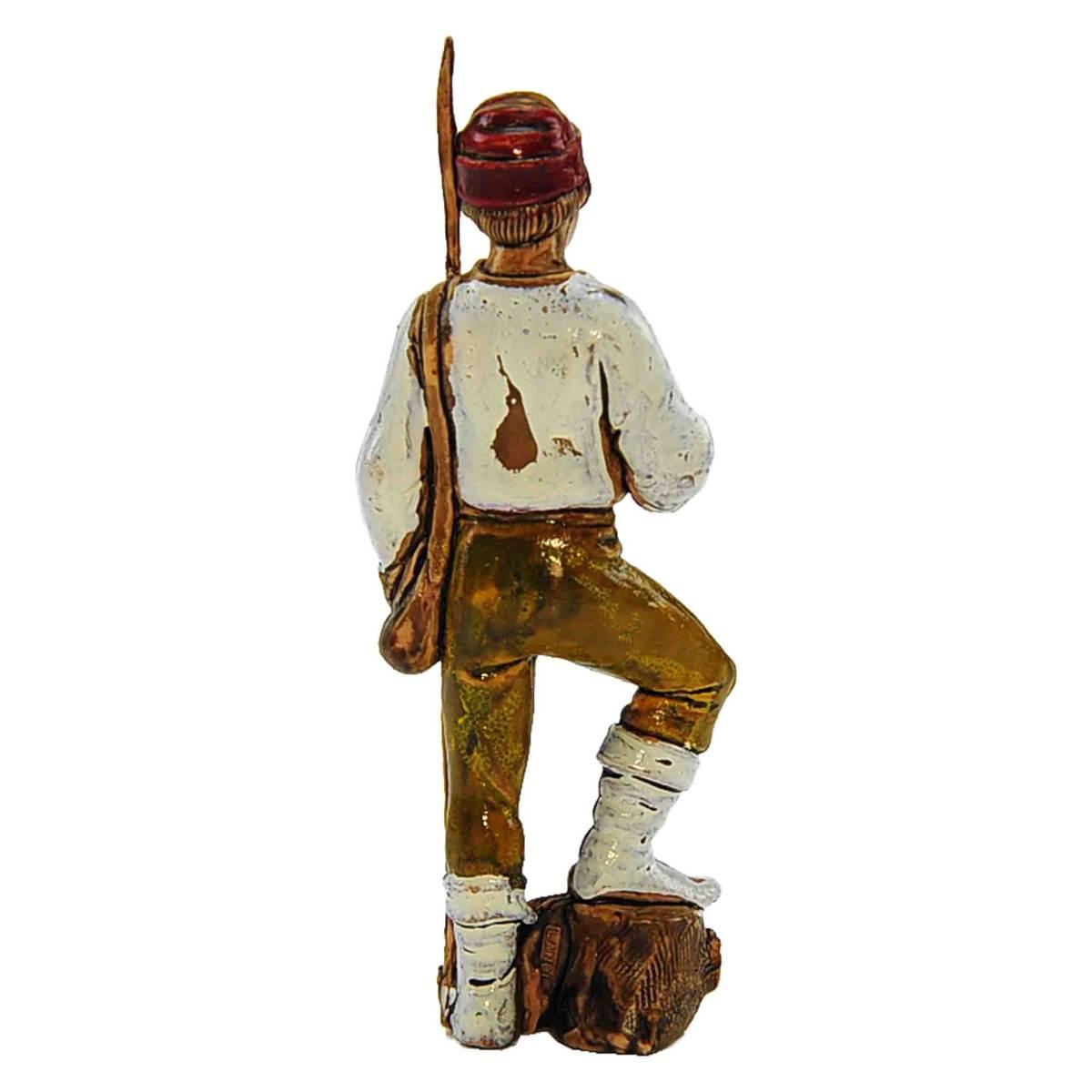 Statua presepe 8 cm pescatore canna cesta