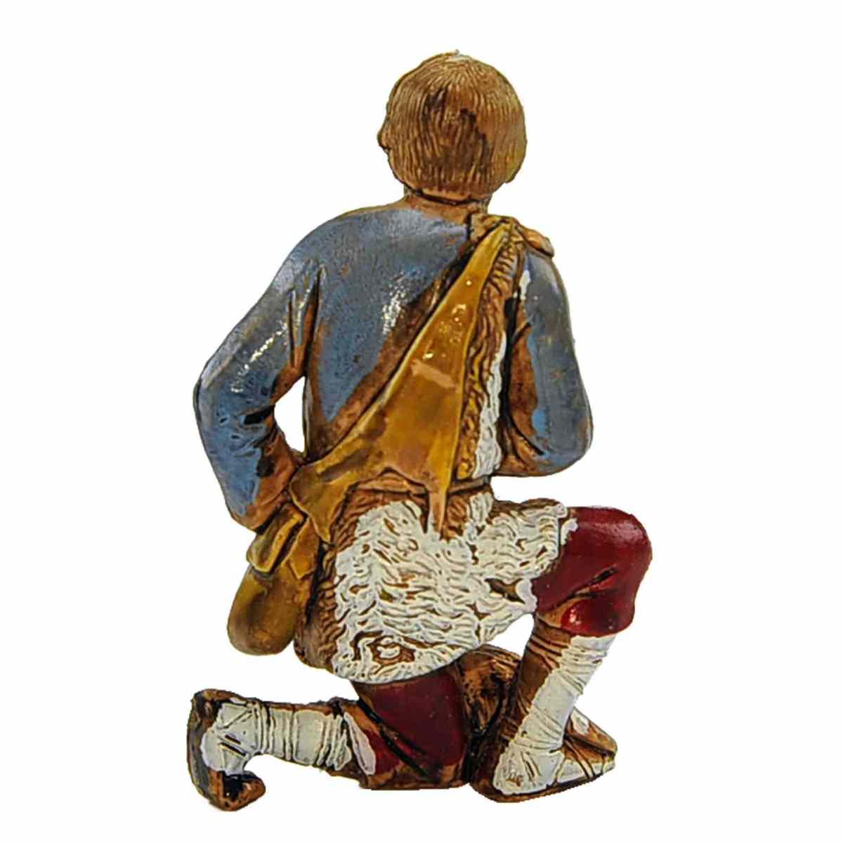 Statua presepe 8 cm pastore inginocchiato uova