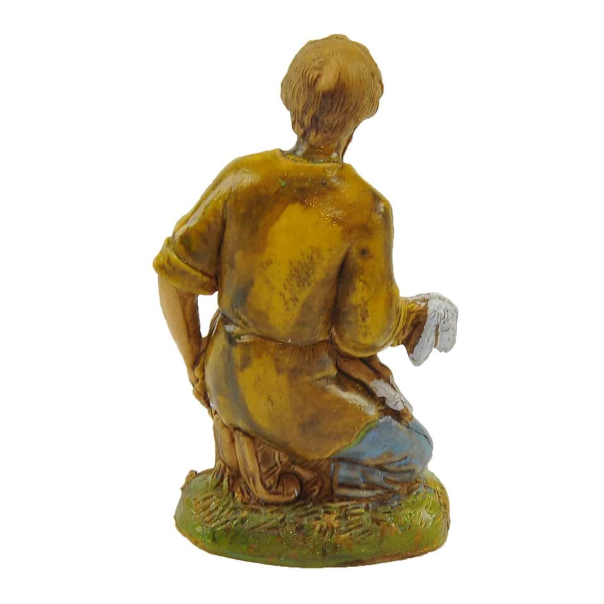 Statua presepe 10 cm pastore inginocchio pecora
