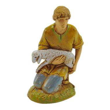 Statua presepe 10 cm pastore inginocchio pecora