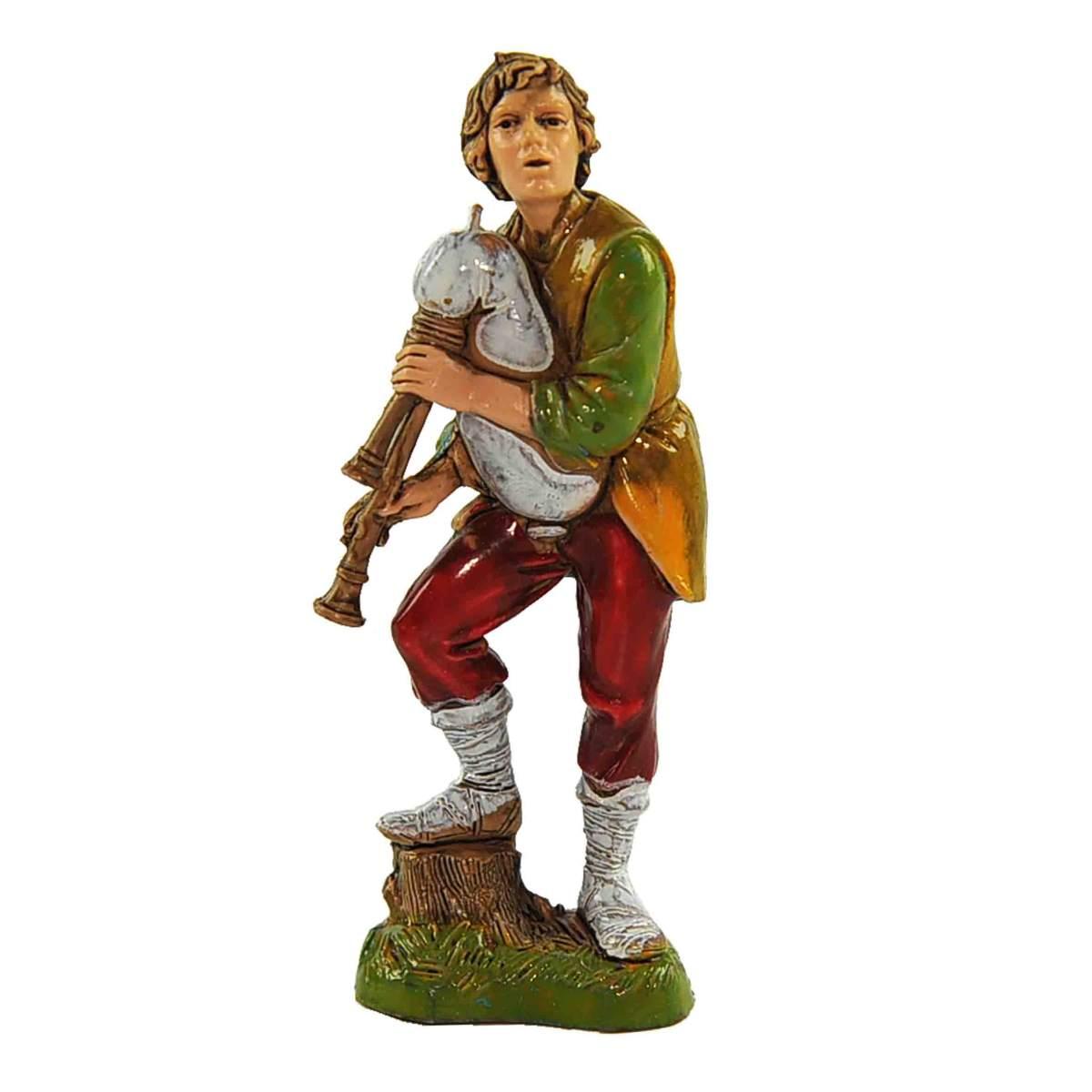 Statua presepe 10 cm pastore suonatore di zampogna