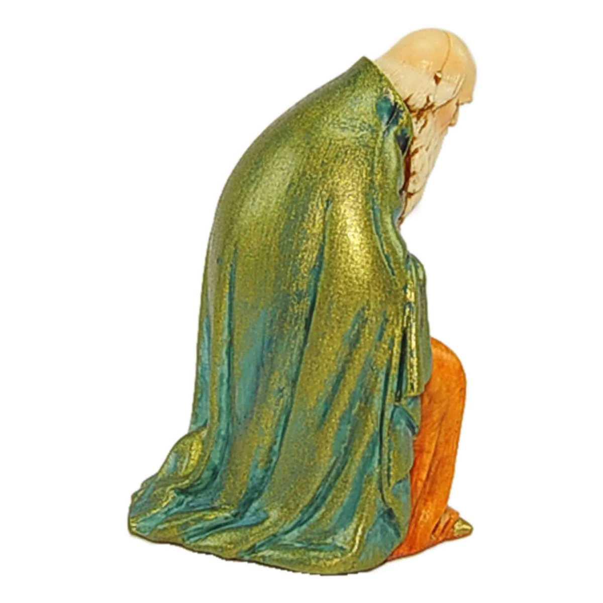 Statua presepe 12 cm re magio gaspare in ginocchio mantello