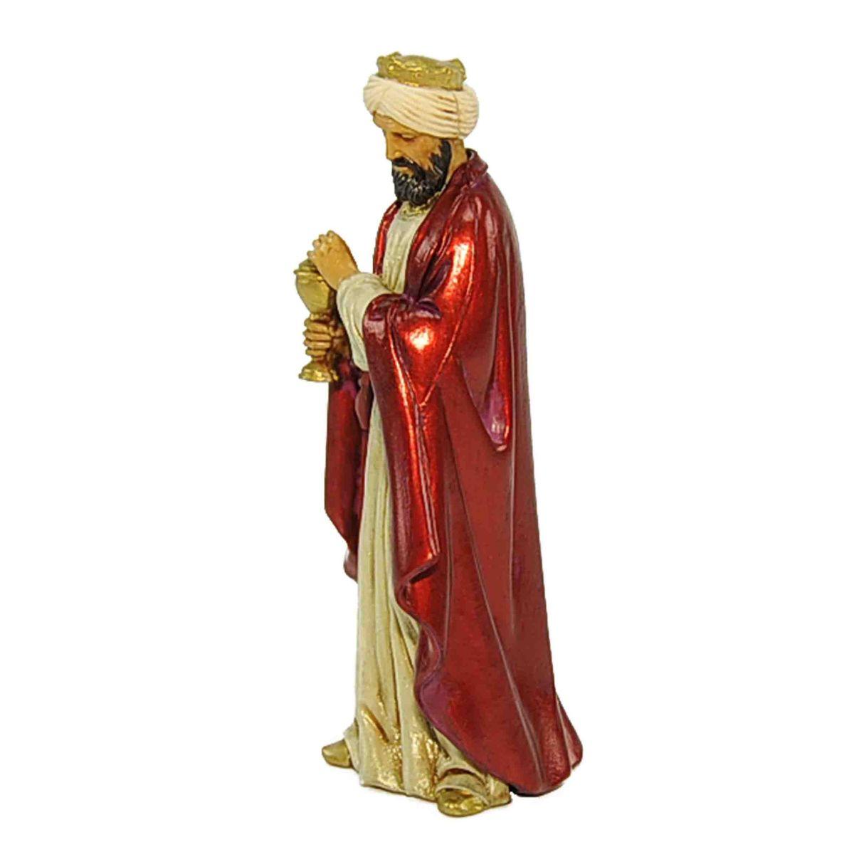 Statua presepe 12 cm re magio melchiorre mantello rosso