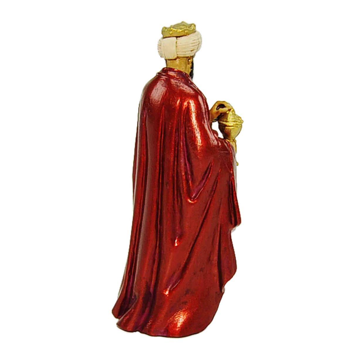Statua presepe 12 cm re magio melchiorre mantello rosso