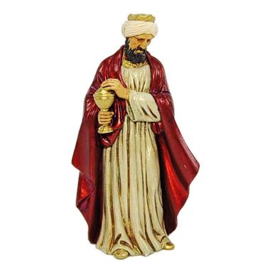 Statua presepe 12 cm re magio melchiorre mantello rosso