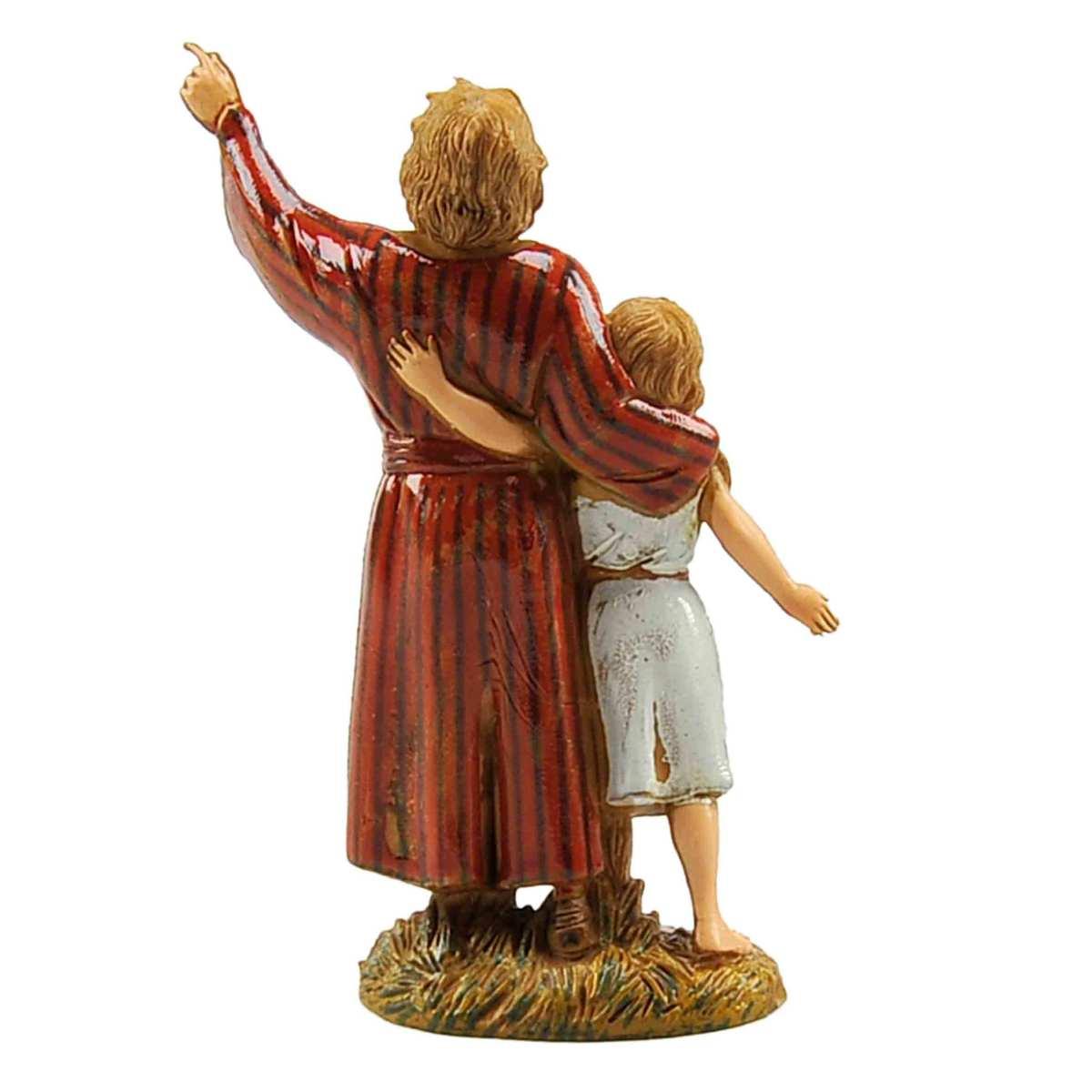 Statua presepe 10 cm uomo che indica bambina