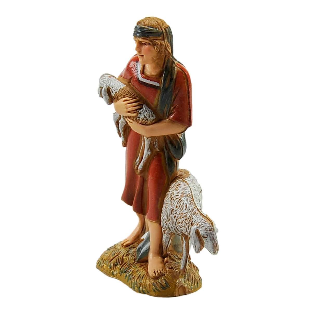 Statua presepe 10 cm buon pastore pecora agnello