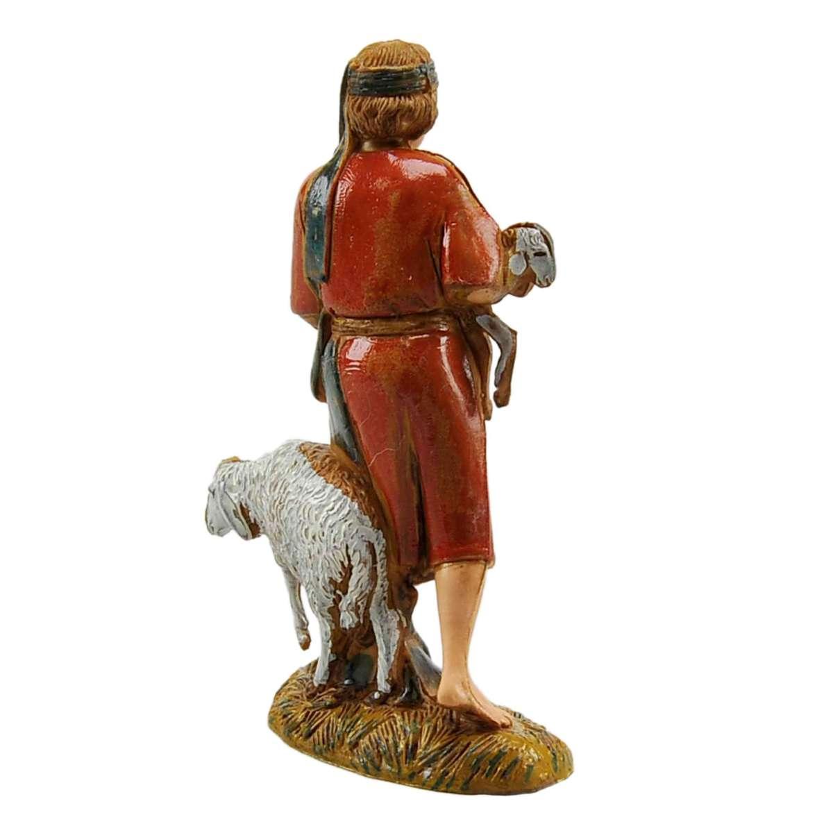 Statua presepe 10 cm buon pastore pecora agnello