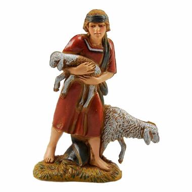 Statua presepe 10 cm buon pastore pecora agnello