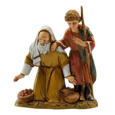 Statua presepe 10 cm pastore inginocchiato bimbo