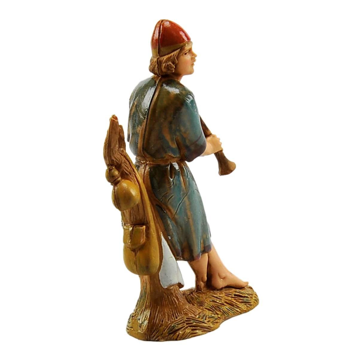 Statua presepe 10 cm pifferaio sul tronco