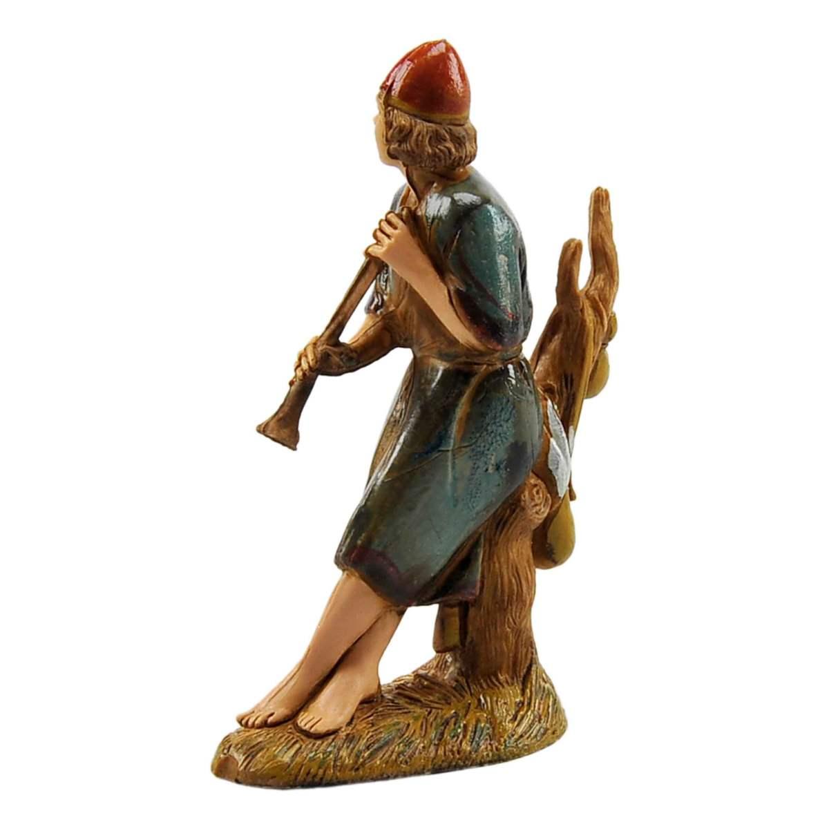 Statua presepe 10 cm pifferaio sul tronco