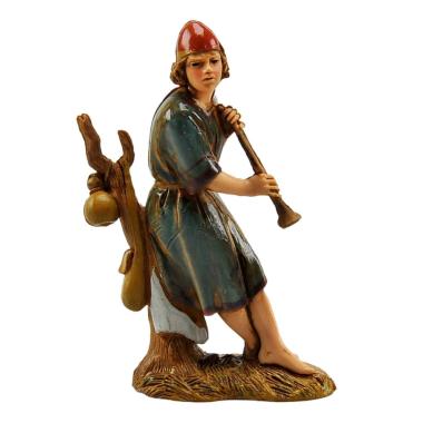 Statua presepe 10 cm pifferaio sul tronco