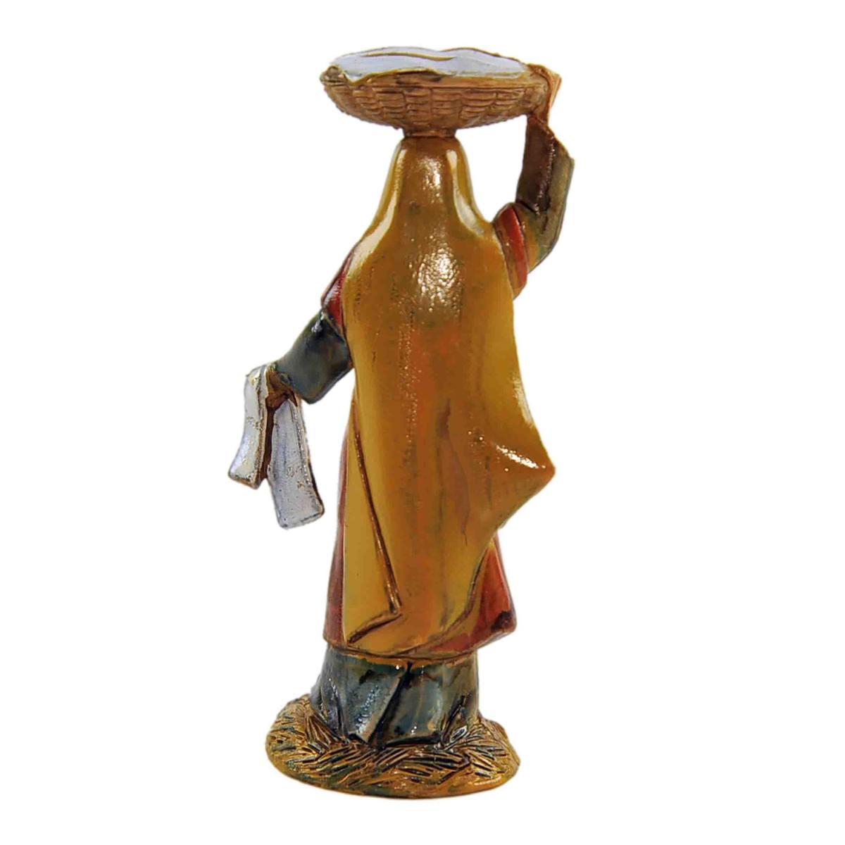 Statua presepe 10 cm donna cesta sulla testa