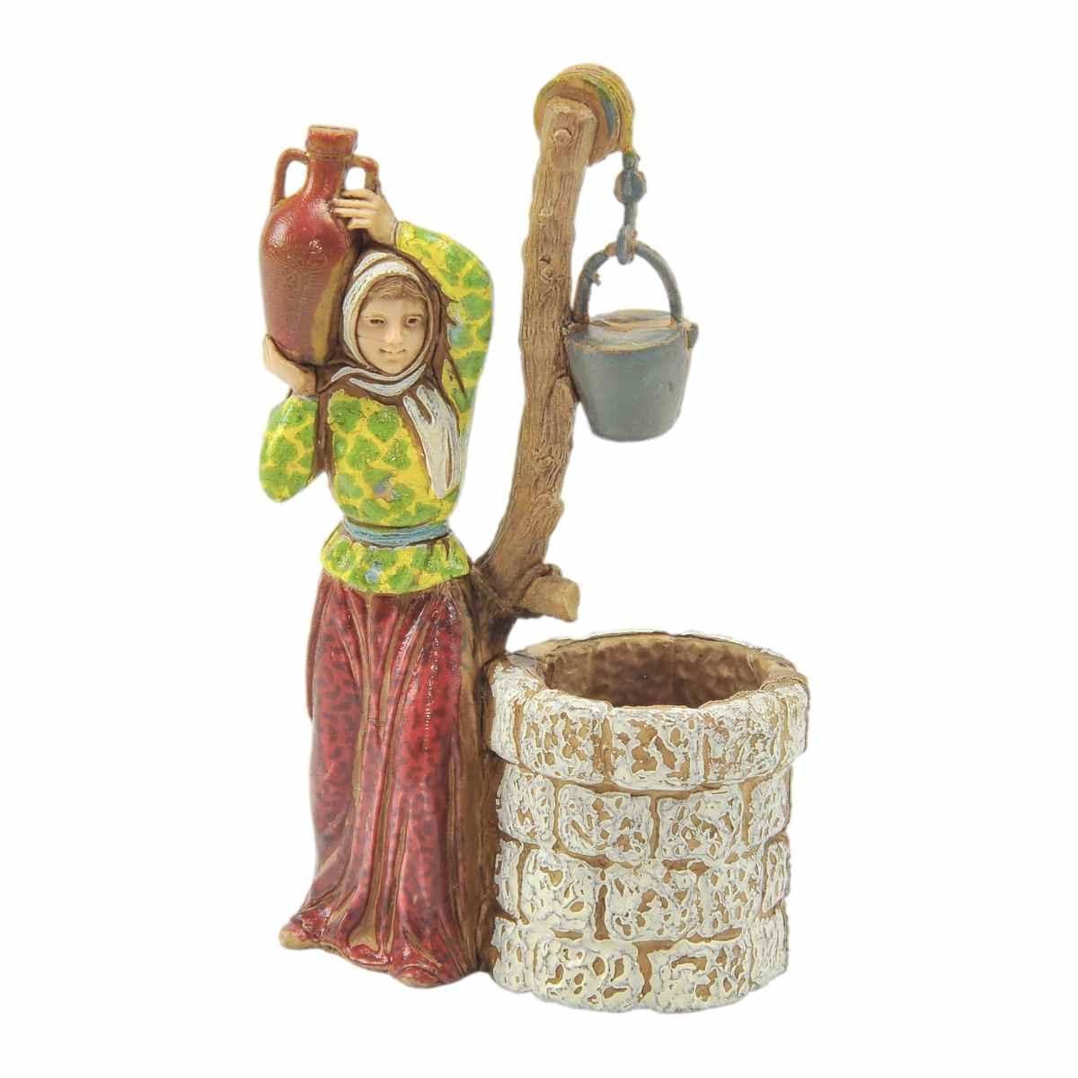 Statua presepe 10 cm donna al pozzo anfora