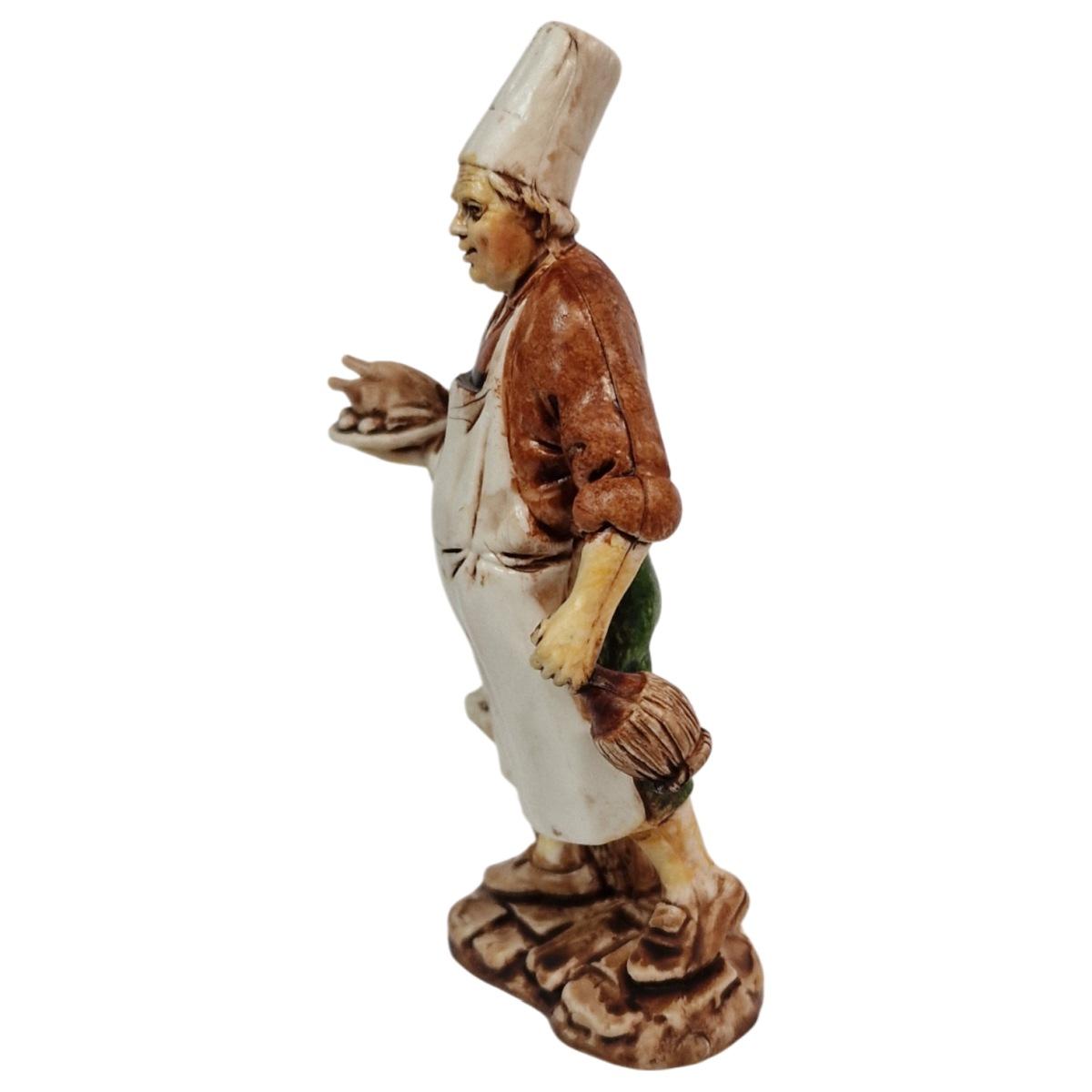 Statua presepe 10 cm oste piatto fiasco gatto