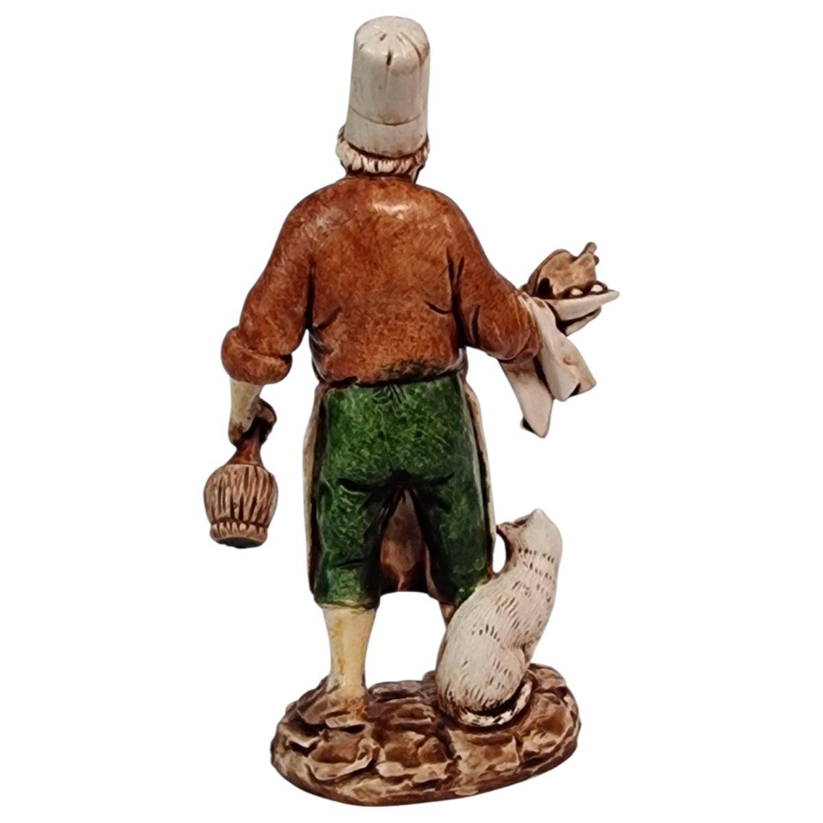 Statua presepe 10 cm oste piatto fiasco gatto