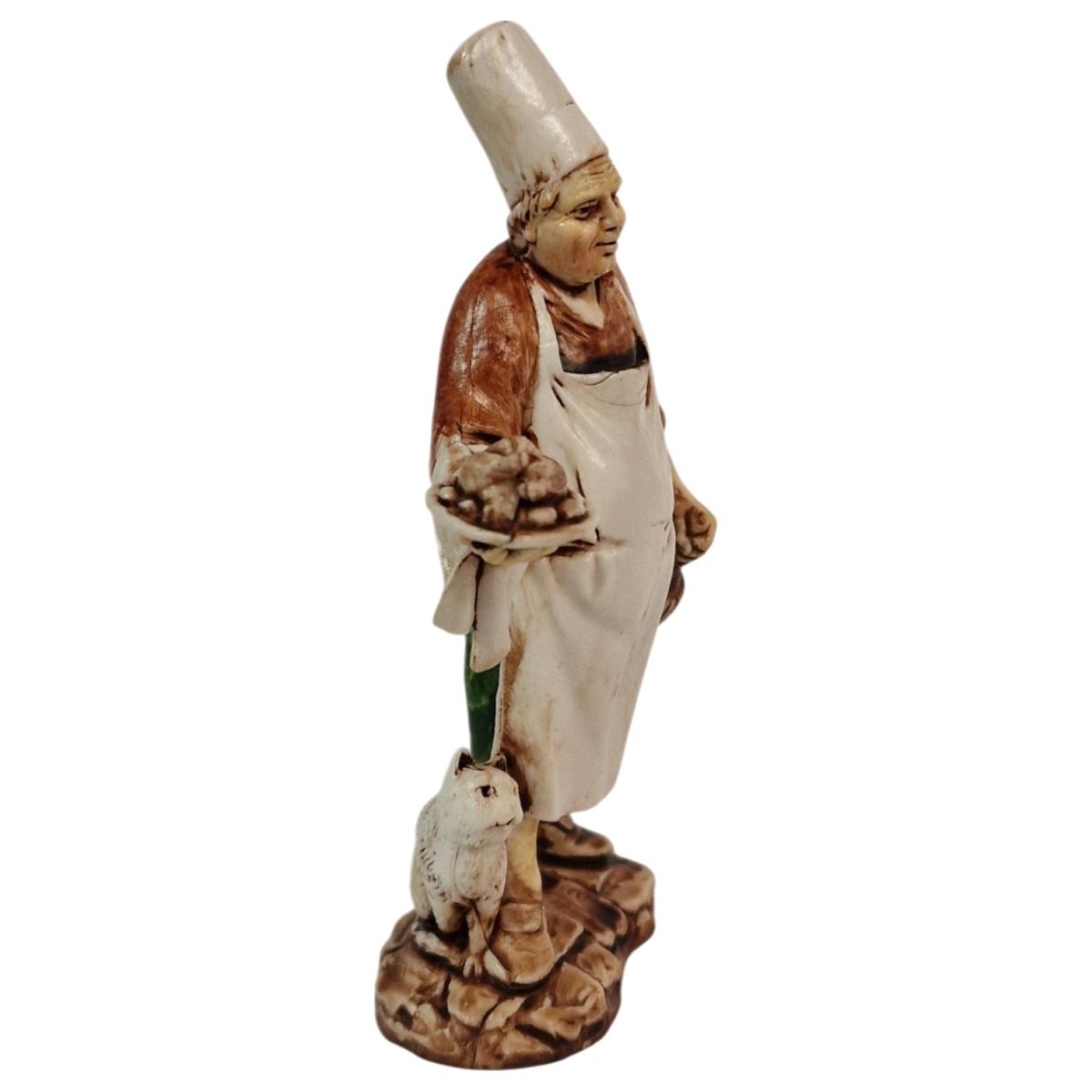 Statua presepe 10 cm oste piatto fiasco gatto