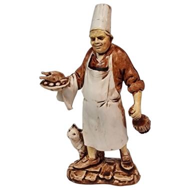 Statua presepe 10 cm oste piatto fiasco gatto