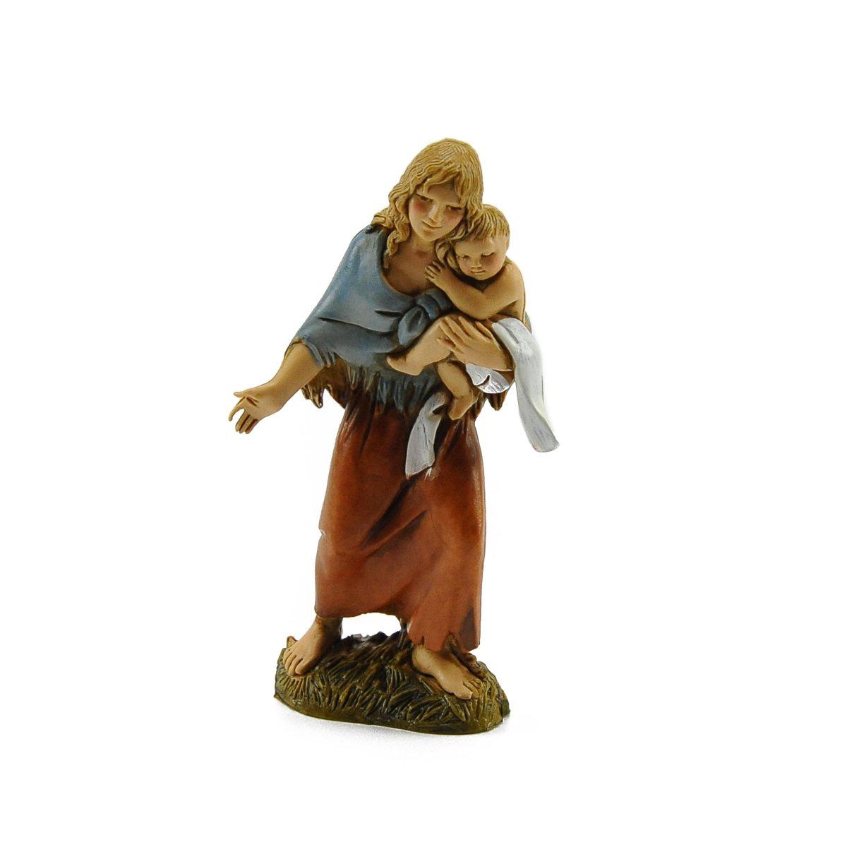 Statua presepe 10 cm zingara bambino in braccio