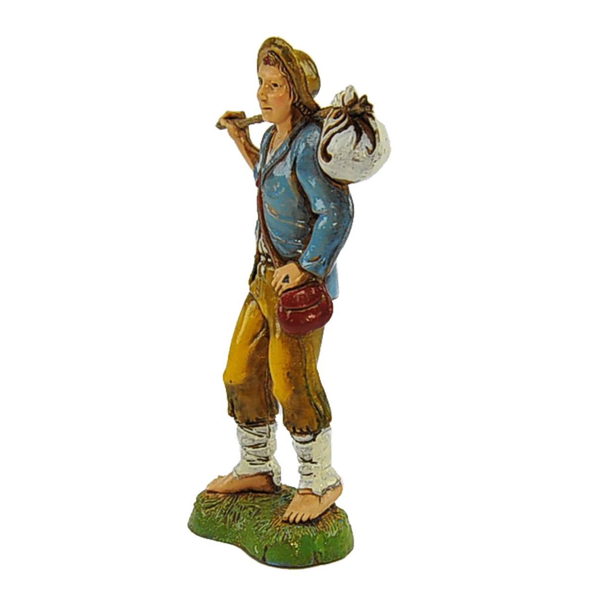 Statua presepe 10 cm giovane bastone fagotto