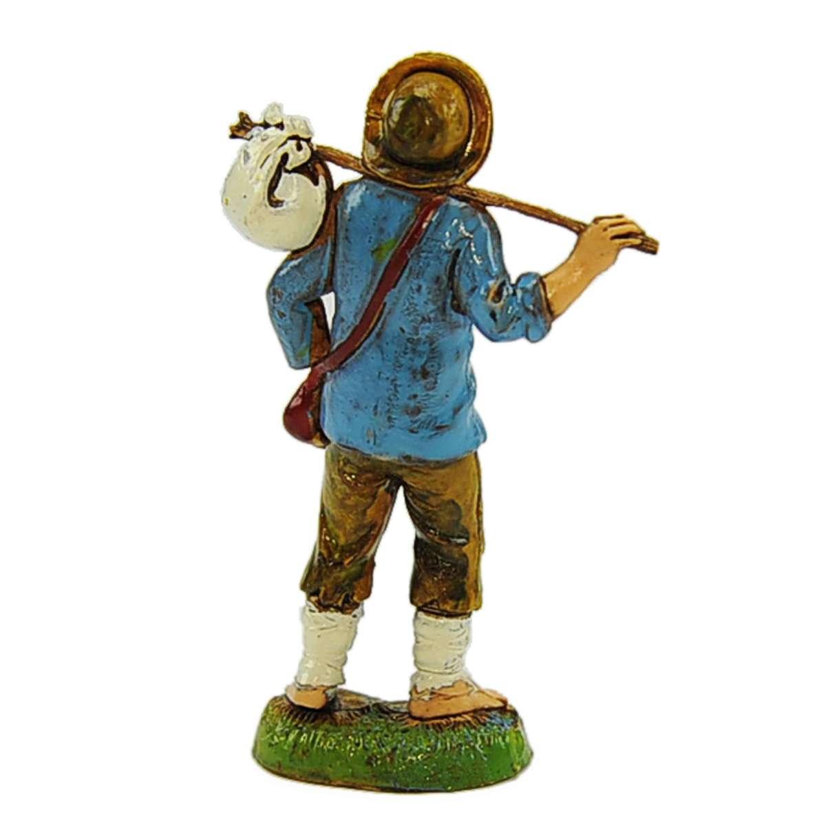 Statua presepe 10 cm giovane bastone fagotto