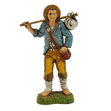 Statua presepe 10 cm giovane bastone fagotto