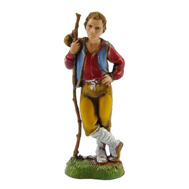 Statua presepe 10 cm giovane appoggiato al bastone