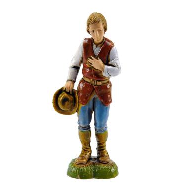 Statua presepe 10 cm pastore cappello mano destra