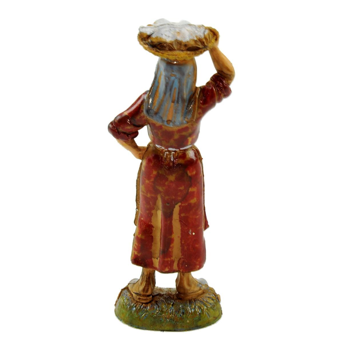 Statua presepe 10 cm donna cesta in testa