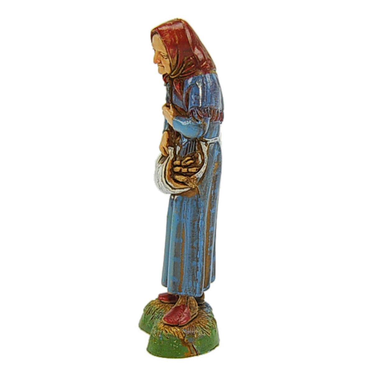 Statua presepe 10 cm vecchia legna nel grembiule