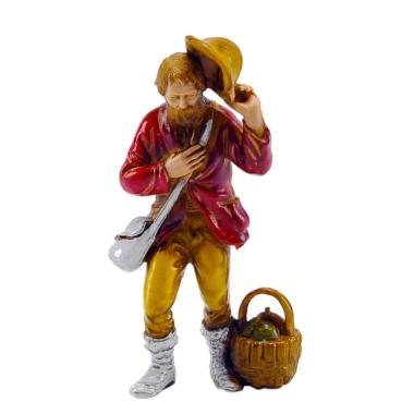 Statua presepe 8 cm pastore cesta ortaggi cappello