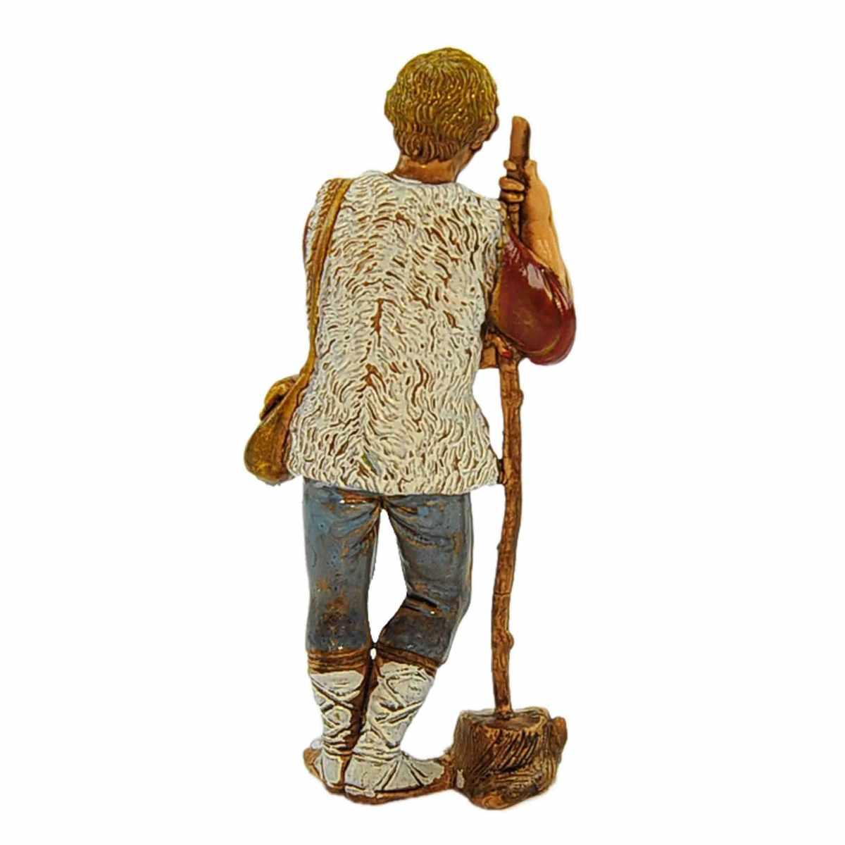 Statua presepe 8 cm pastore con borsa e bastone