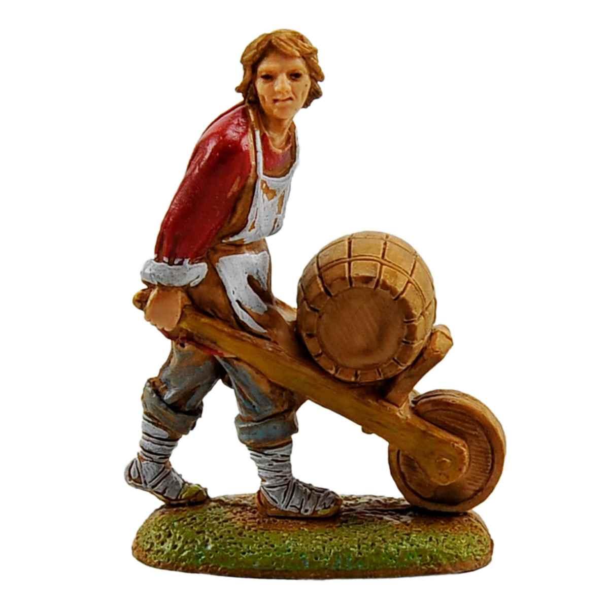 Statua presepe 6 cm uomo botte cariola