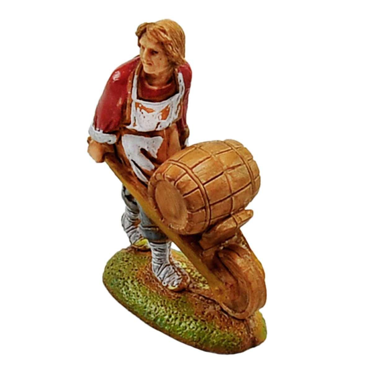 Statua presepe 6 cm uomo botte cariola