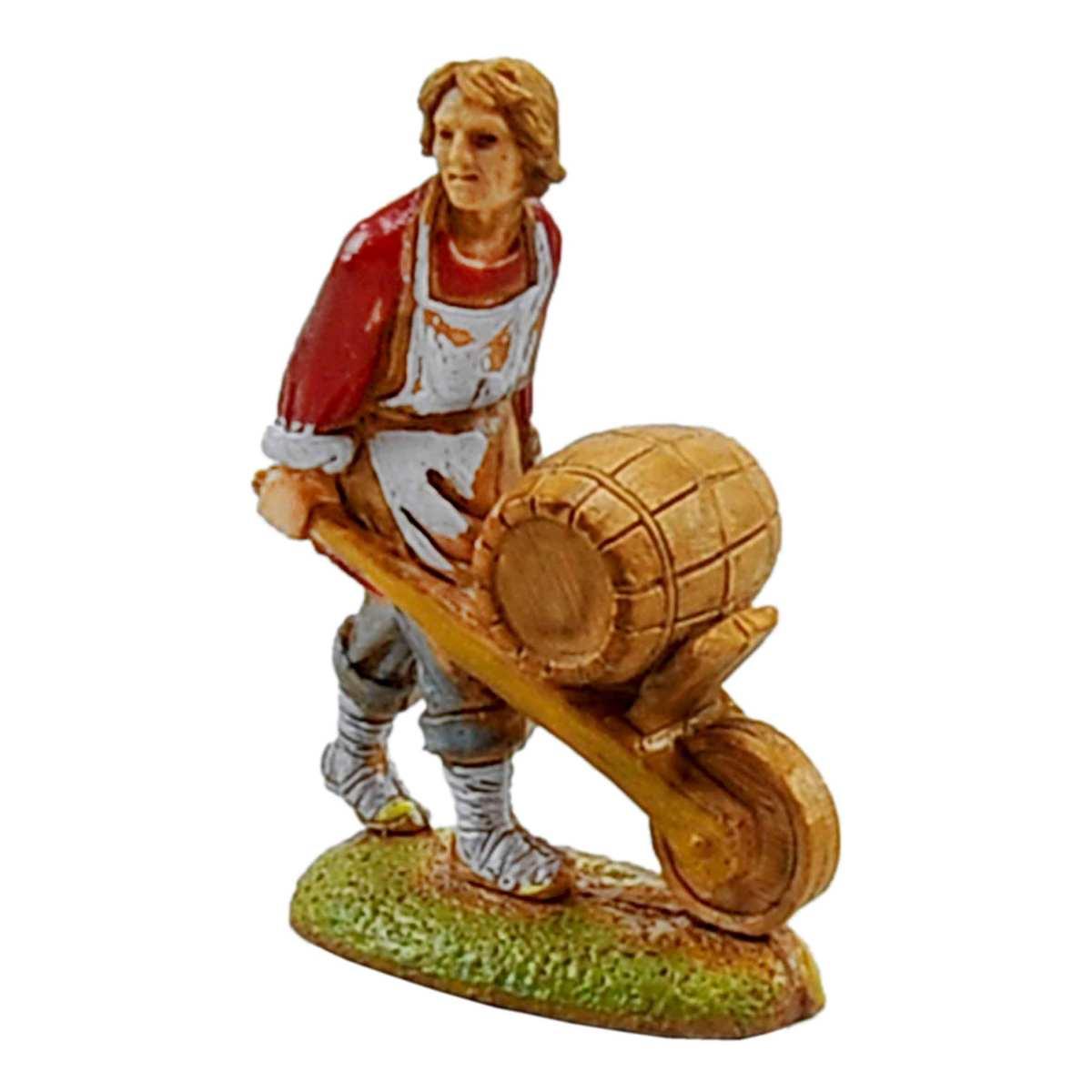Statua presepe 6 cm uomo botte cariola