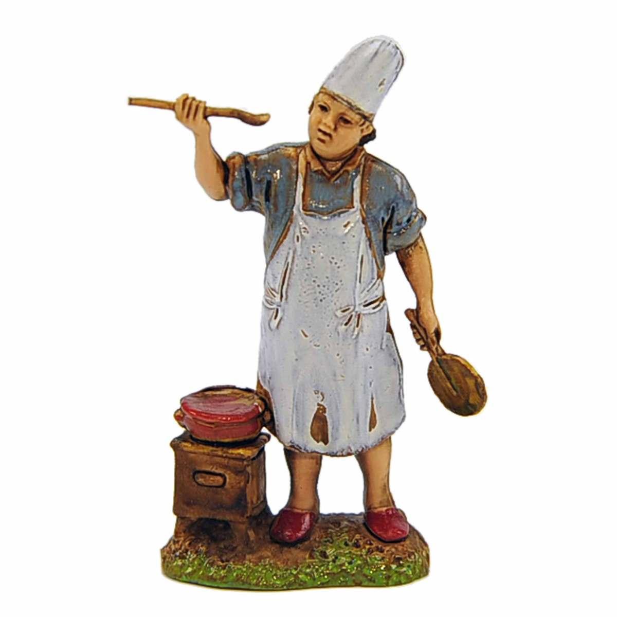 Statua presepe 6 cm cuoco pentola braciere