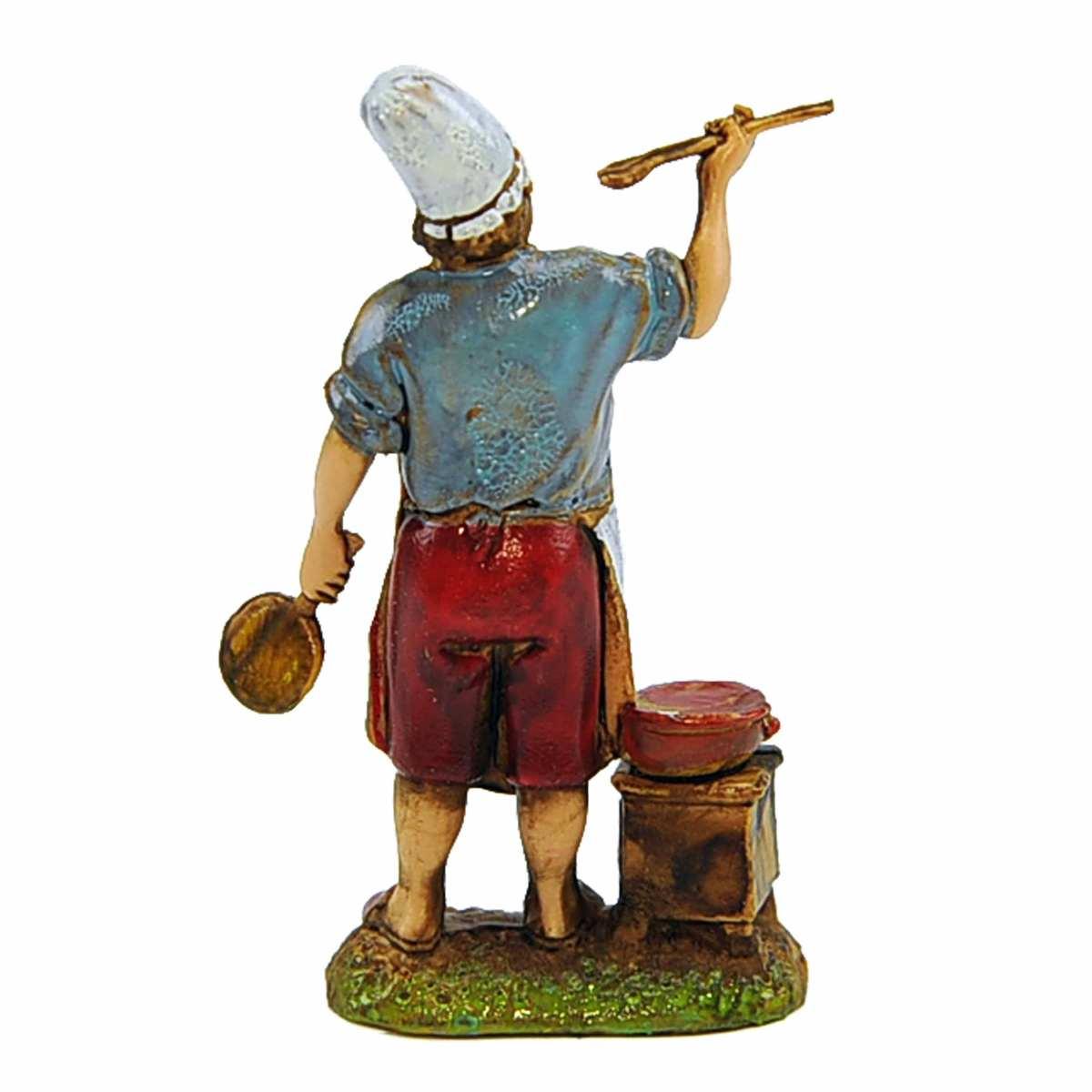 Statua presepe 6 cm cuoco pentola braciere