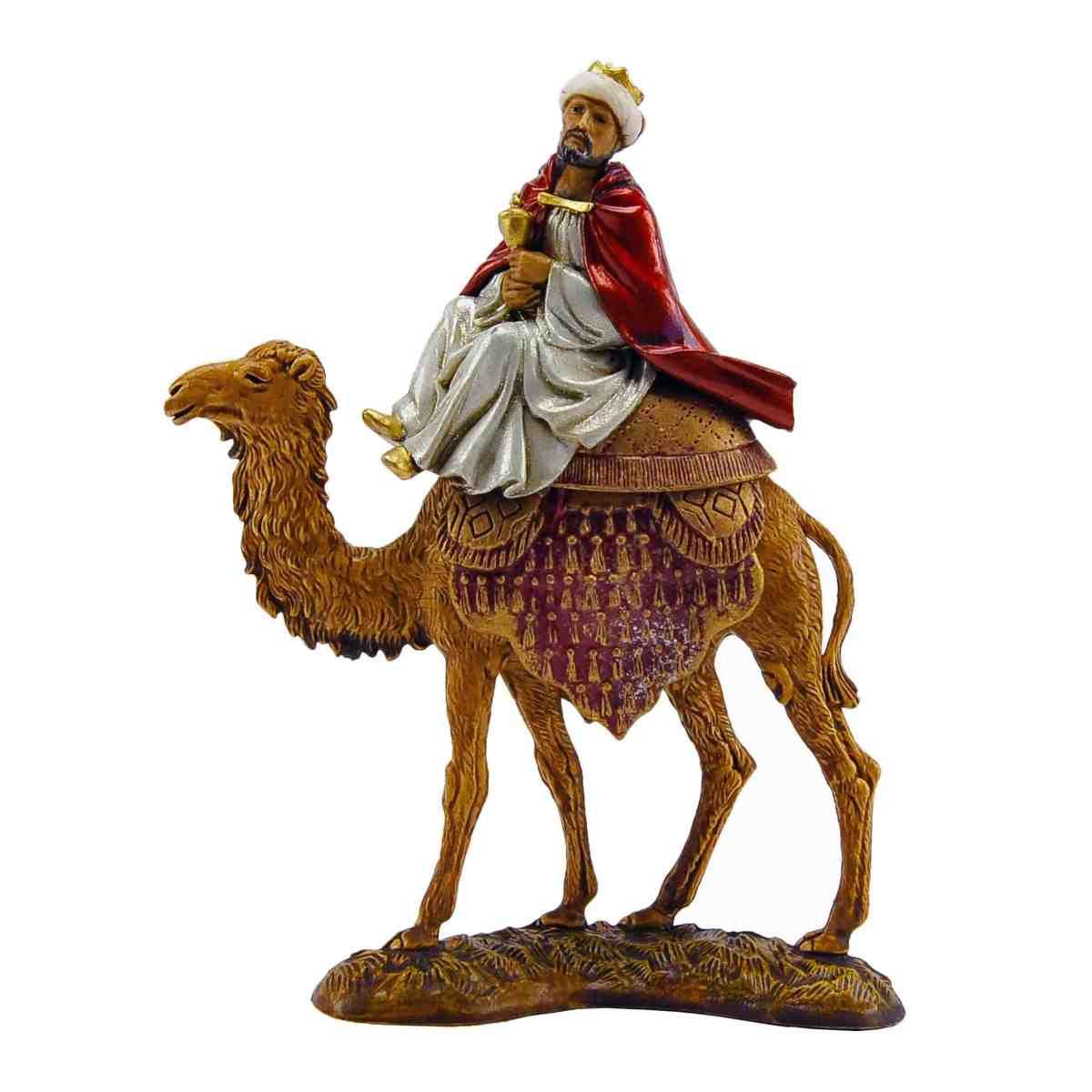 Statua presepe 10 cm re magio gaspare veste bianca cammello