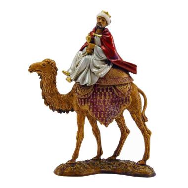 Statua presepe 10 cm re magio gaspare veste bianca cammello