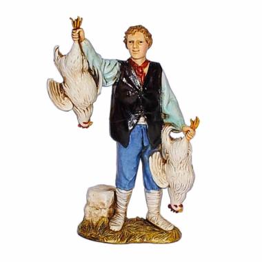 Statua presepe 12 cm pollivendolo 2 polli