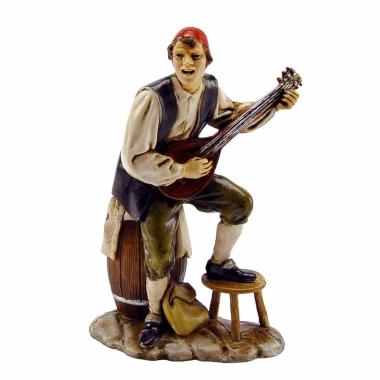Statua presepe 12 cm cantastorie seduto mandolino
