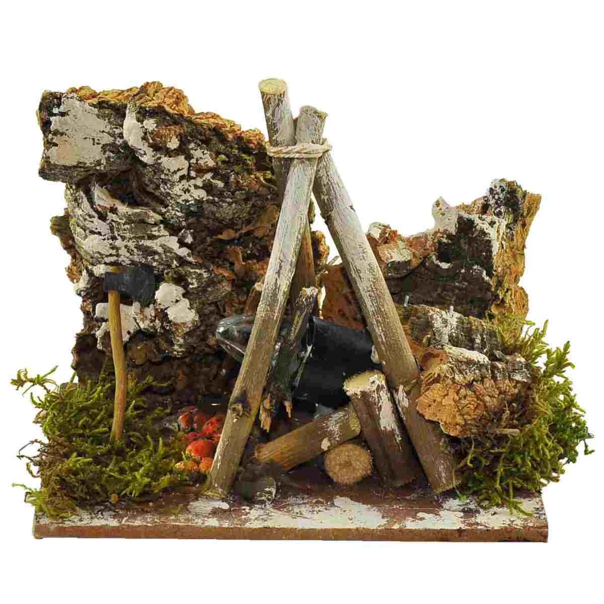 Fuoco presepe elettrico effetto fiamma treppiedi