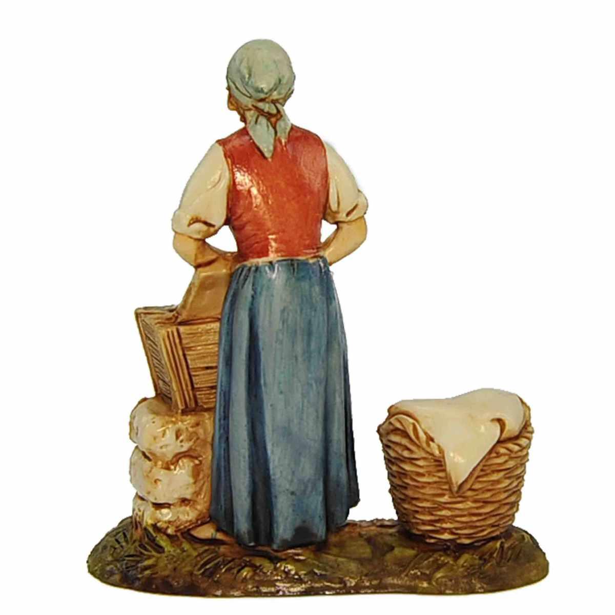 Statua presepe 8 cm lavandaia cesta bucato